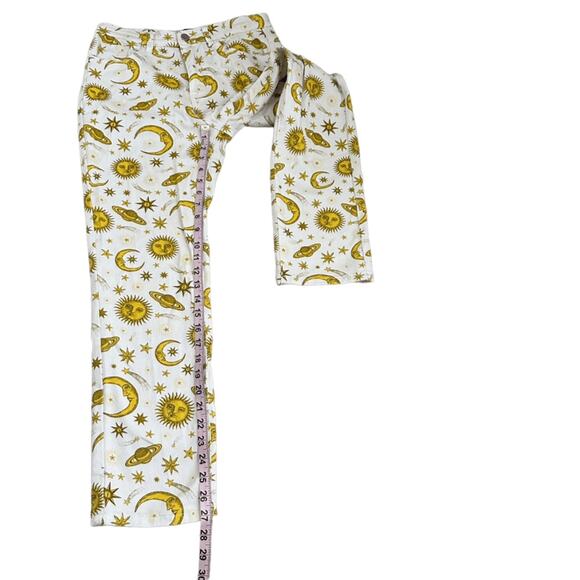 Horoscopez Dolls Kill Celestial Print Pants Sun Moon Stars White Yellow Size S - Picture 4 of 9
